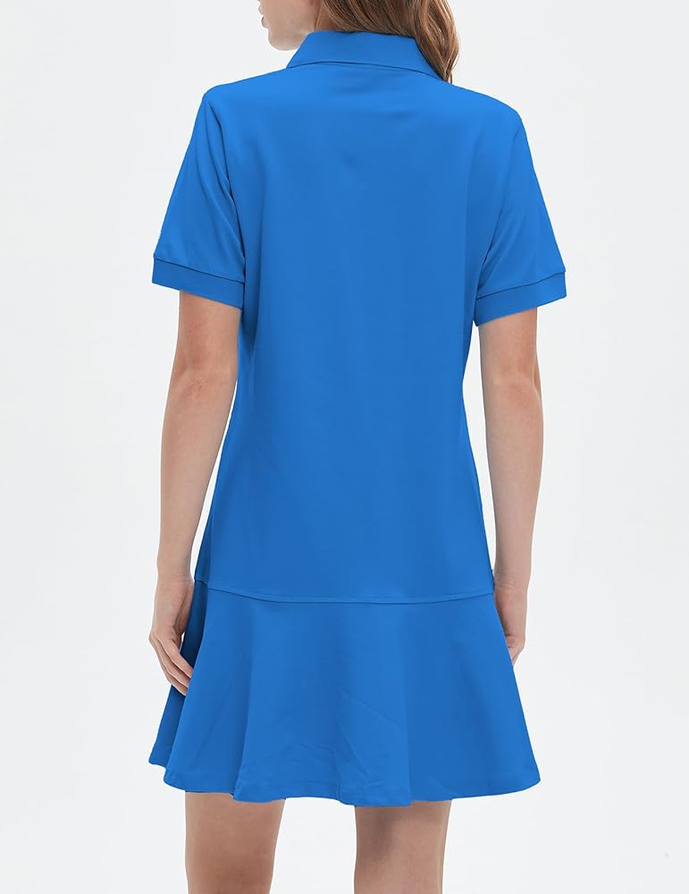 Amazon.com: Ladyful Women's Polo Dress Short Sleeve Ruffle